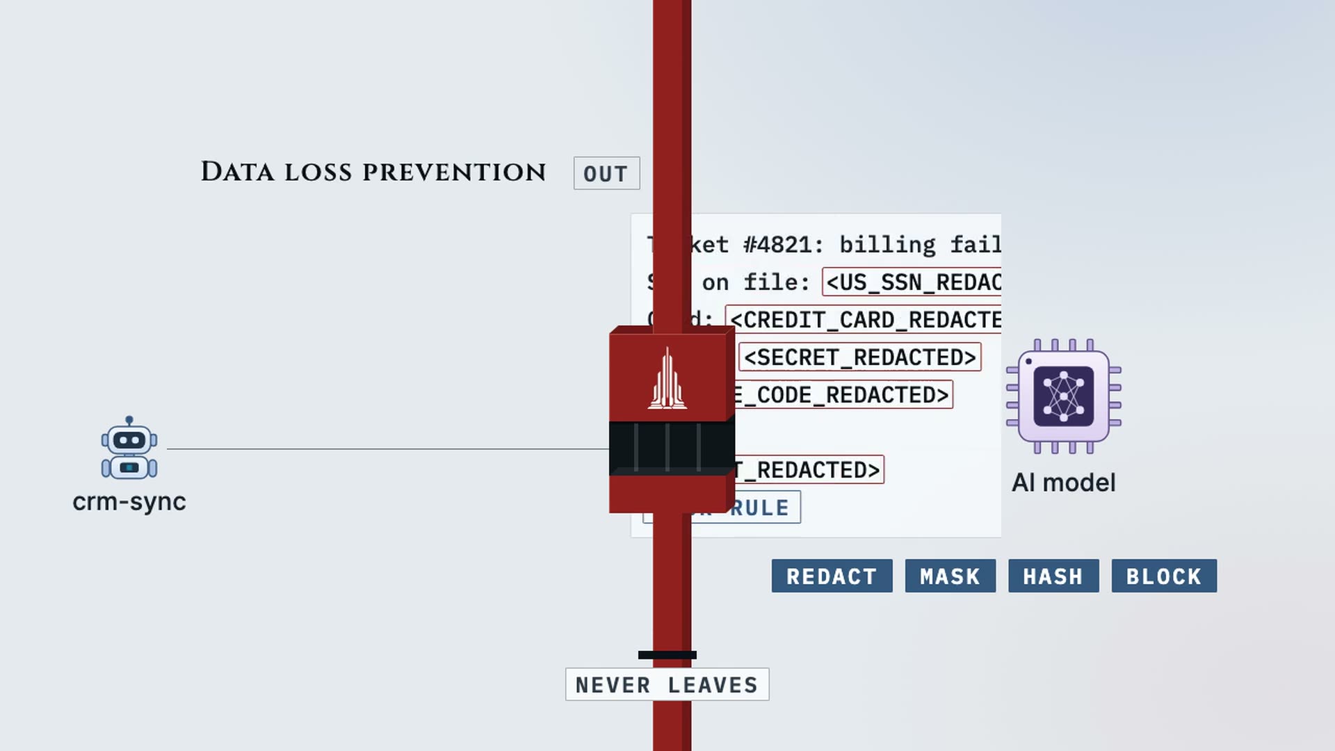 A support ticket with sensitive values replaced by placeholders.